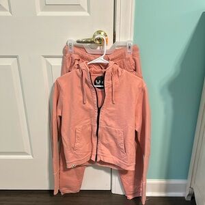 Pink Cropped Hoodie Jacket with Full-Length Zipper
